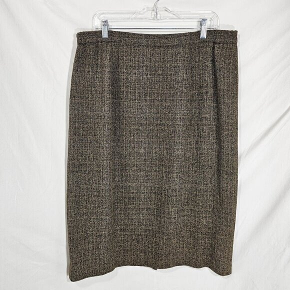 JUSTIN TAYLOR Tweed Pencil Skirt DARK BROWN plus size 16W Academia Preppy Lined - Picture 2 of 7